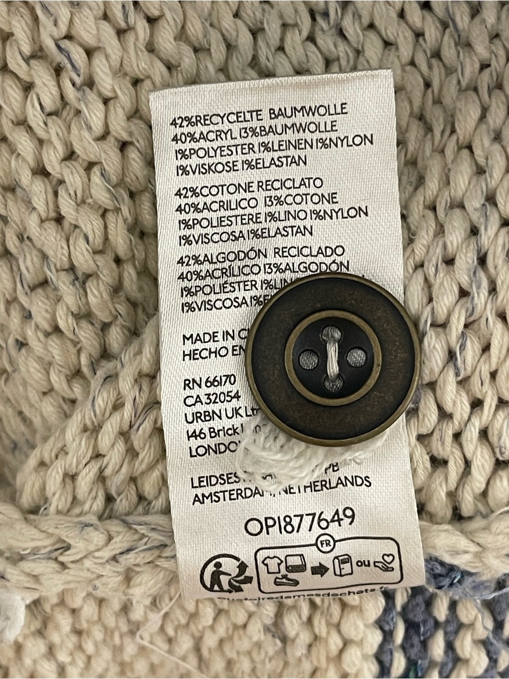 Cream Multi-Color Knit Button-Up Sweater - Picture 3 of 6